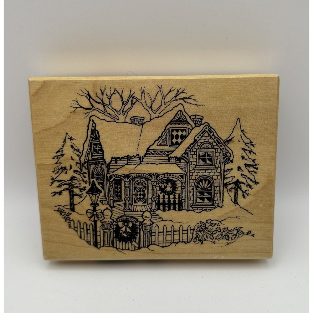 PSX Victorian Christmas Cottage K-347 Snow Wood Mount Rubber Stamp Vintage New